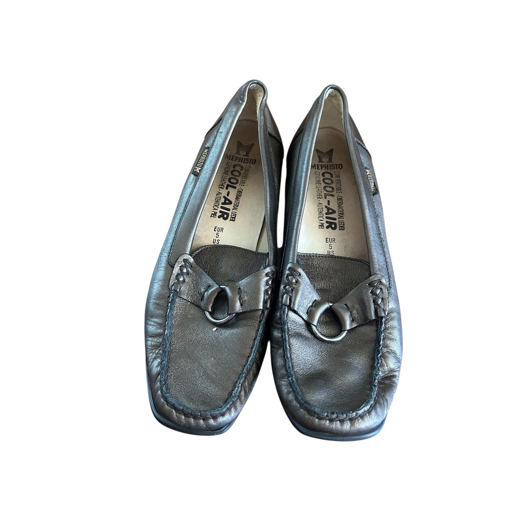 Mephisto Cool-Air Bronze Leather Loafers Metallic Slip On‎ Shoes US 7.5 EUR 5